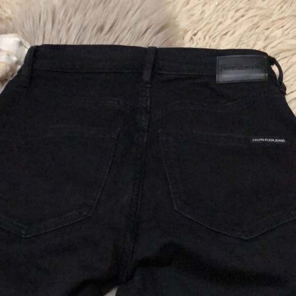 CK High Rise Straight “Repreve” Jeans-Sz 25-Black-Frayed Cuffs-EUC - Picture 11 of 12